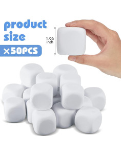 50 Dados Blancos de Espuma EVA Deekin 5 cm para Manualidades 2