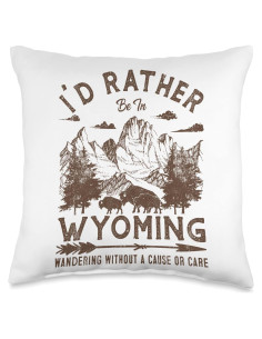 Cojín Vintage 16x16" Excursionistas Wyoming Camping