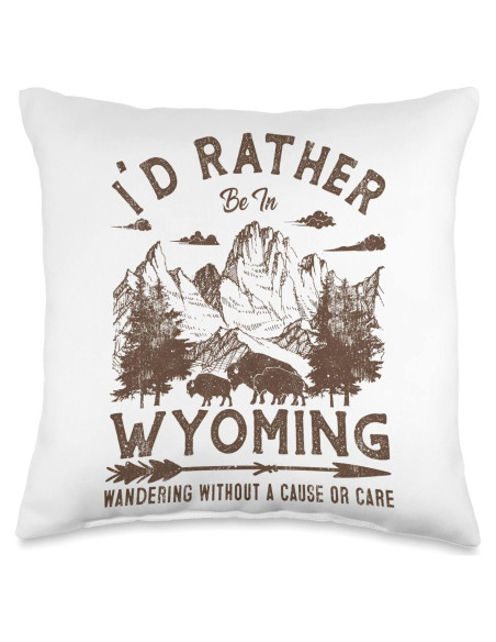 Cojín Vintage 16x16" Excursionistas Wyoming Camping