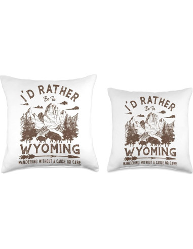 Cojín Vintage 16x16" Excursionistas Wyoming Camping