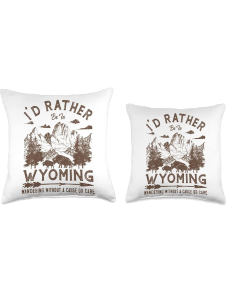 Cojín Vintage 16x16" Excursionistas Wyoming Camping