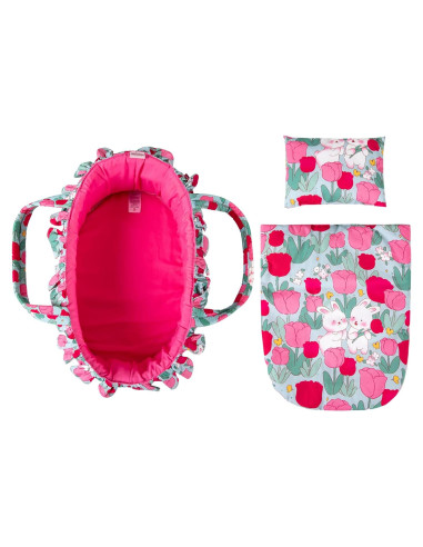 Juego de Cuna para Muñecas Rakki Dolli Rosa 3 Piezas