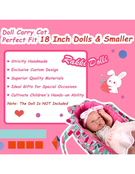 Juego de Cuna para Muñecas Rakki Dolli Rosa 3 Piezas