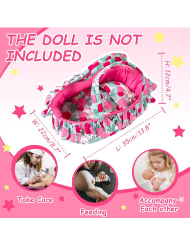 Juego de Cuna para Muñecas Rakki Dolli Rosa 3 Piezas