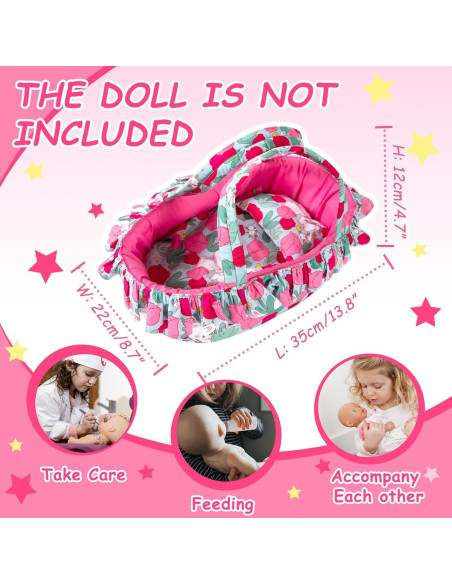 Juego de Cuna para Muñecas Rakki Dolli Rosa 3 Piezas