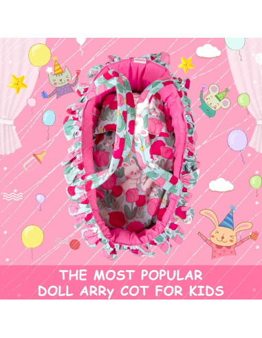 Juego de Cuna para Muñecas Rakki Dolli Rosa 3 Piezas