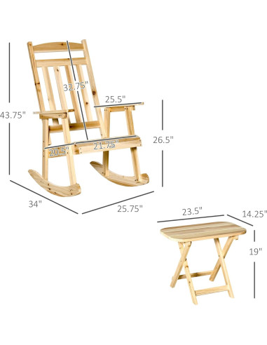 Conjunto de Bistro de Madera Outsunny 2 Piezas para Patio
