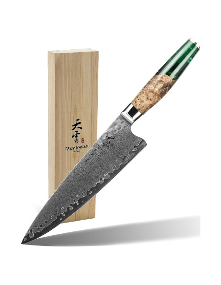 Cuchillo Gyutou Tenkumun 20.32 cm Acero Damasco VG-10 Hecho a Mano
