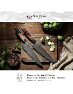 Cuchillo Gyutou Tenkumun 20.32 cm Acero Damasco VG-10 Hecho a Mano 2