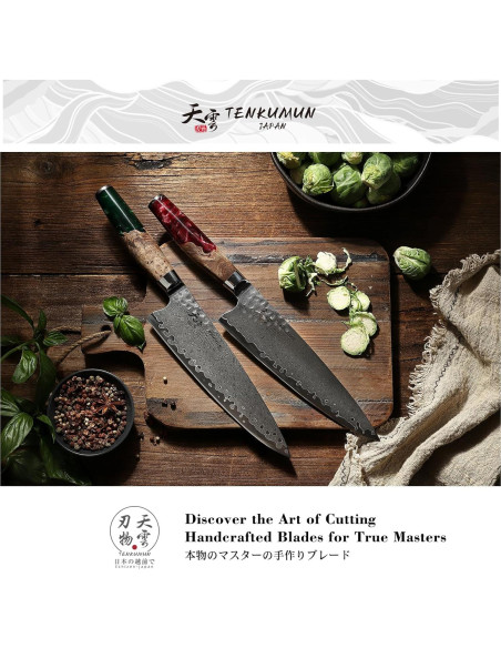 Cuchillo Gyutou Tenkumun 20.32 cm Acero Damasco VG-10 Hecho a Mano