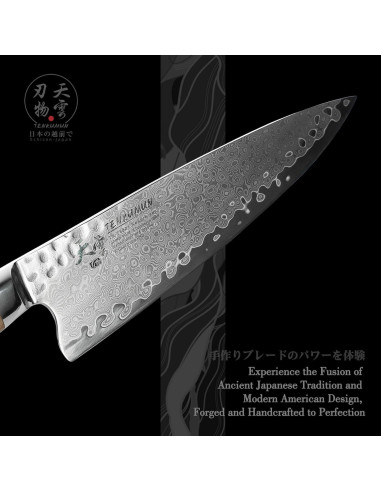 Cuchillo Gyutou Tenkumun 20.32 cm Acero Damasco VG-10 Hecho a Mano