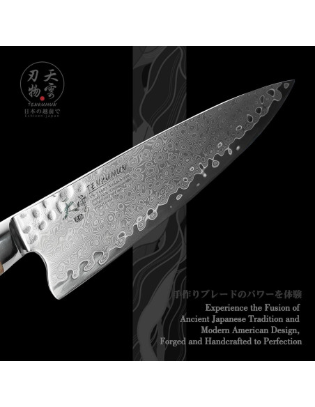 Cuchillo Gyutou Tenkumun 20.32 cm Acero Damasco VG-10 Hecho a Mano