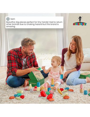 36 Rocas XL de Apilamiento de Madera EVERSMART - Juguetes Montessori