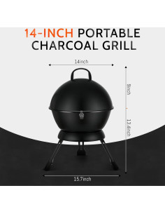 Parrilla de Barbacoa Portátil MAISON BACKYARDS 35.6 cm Carbón 2