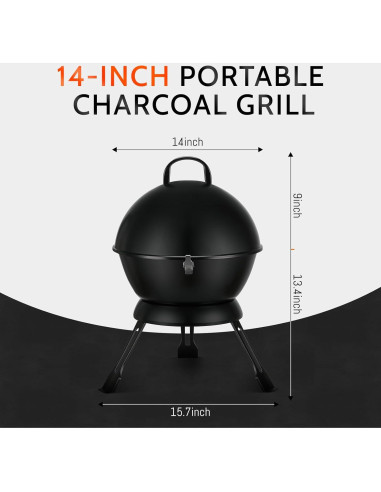 Parrilla de Barbacoa Portátil MAISON BACKYARDS 35.6 cm Carbón
