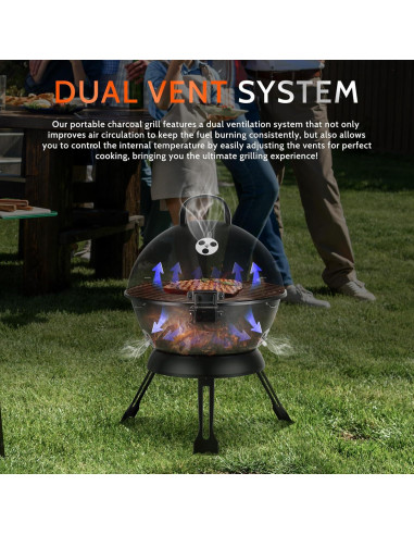 Parrilla de Barbacoa Portátil MAISON BACKYARDS 35.6 cm Carbón