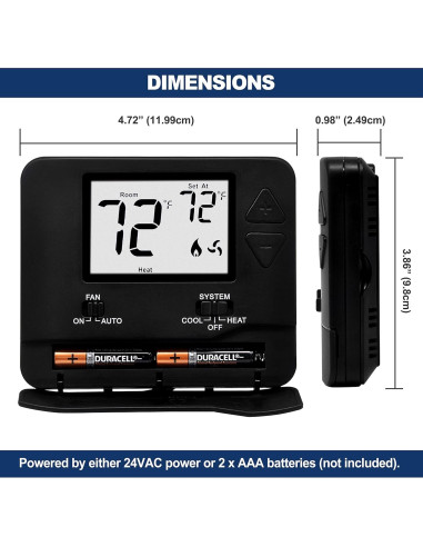 Termostato Digital No Programable ELECTECK 1 Calor 1 Frío LCD