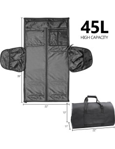 Bolsa de Viaje Convertible Kalawen 45L Negra para Trajes 2