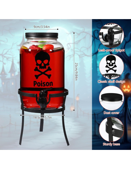 Dispensador de Bebidas de Vidrio 3.785L FillTouch Halloween Negro