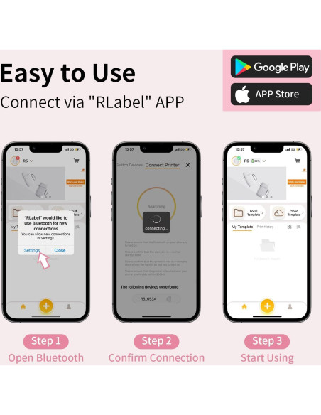 Impresora de Etiquetas Bluetooth Rongta R5 Portátil Rosa