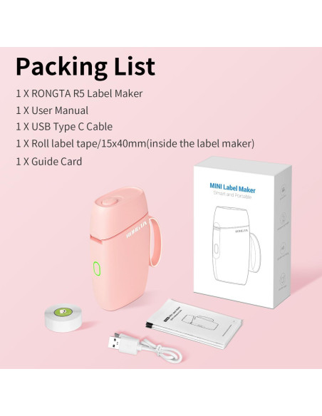 Impresora de Etiquetas Bluetooth Rongta R5 Portátil Rosa