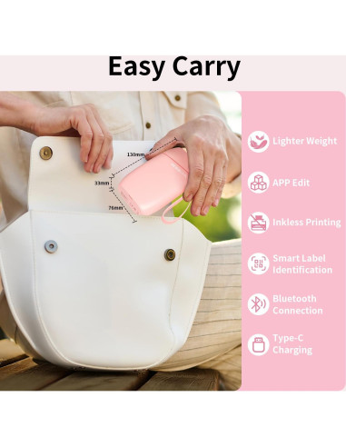 Impresora de Etiquetas Bluetooth Rongta R5 Portátil Rosa