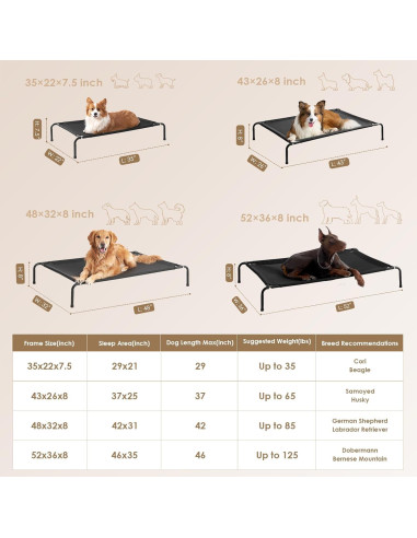 Cama Elevada para Perros EHEYCIGA Mediana 89x56 cm Impermeable