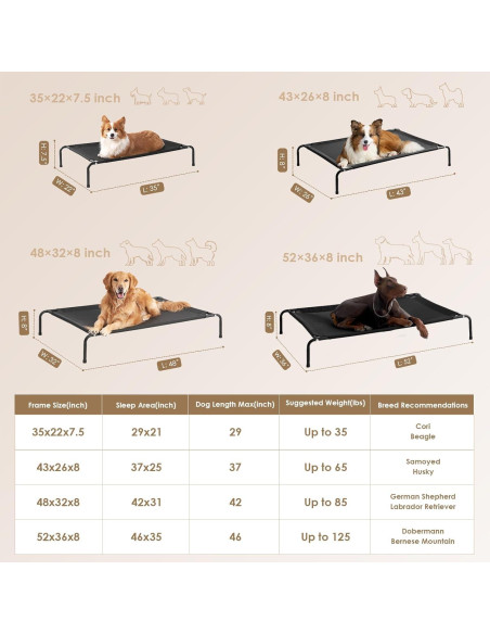 Cama Elevada para Perros EHEYCIGA Mediana 89x56 cm Impermeable