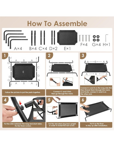 Cama Elevada para Perros EHEYCIGA Mediana 89x56 cm Impermeable