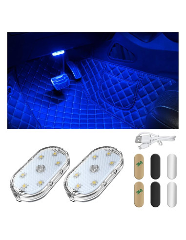 2 Luces LED Inalámbricas Wevdn para Automóvil Interior Azul