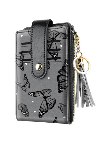 Billetera Bifold delgada Simikol con bloqueo RFID Mariposas Negras