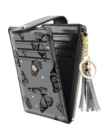 Billetera Bifold delgada Simikol con bloqueo RFID Mariposas Negras