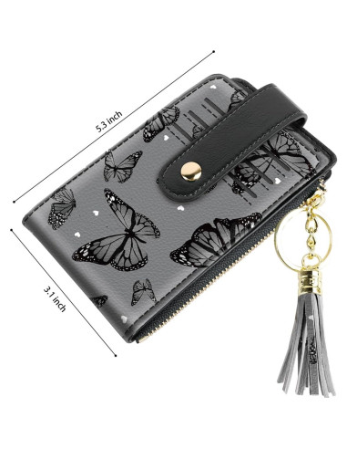 Billetera Bifold delgada Simikol con bloqueo RFID Mariposas Negras