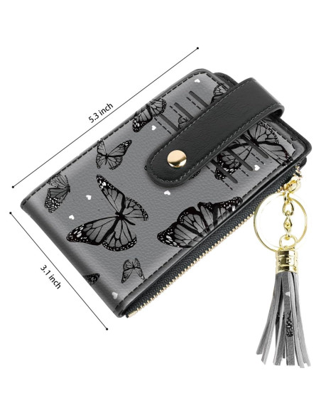 Billetera Bifold delgada Simikol con bloqueo RFID Mariposas Negras