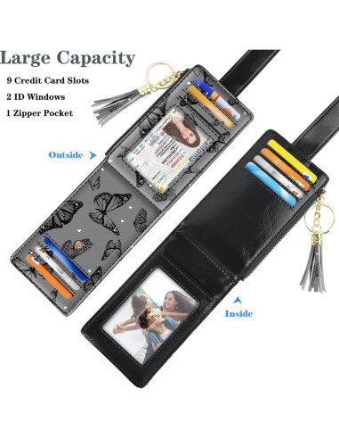 Billetera Bifold delgada Simikol con bloqueo RFID Mariposas Negras