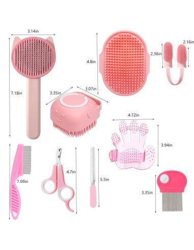 Kit de Aseo para Mascotas 9 Piezas GEBER - Cepillos y Cortauñas