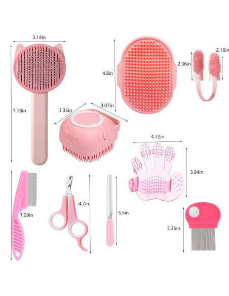 Kit de Aseo para Mascotas 9 Piezas GEBER - Cepillos y Cortauñas