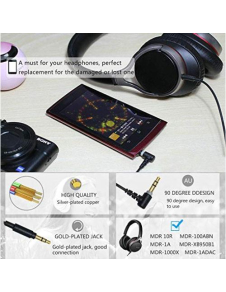 Cable de Reemplazo para Auriculares Sony 120cm Negro