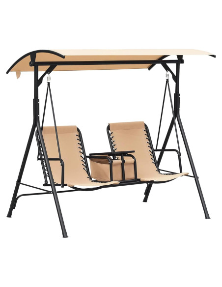 Columpio de Patio Outsunny para 2 Personas con Toldo Ajustable