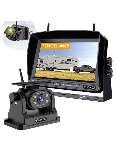 Cámara de Respaldo Inalámbrica VOONOA 1080P Solar 7" Negra
