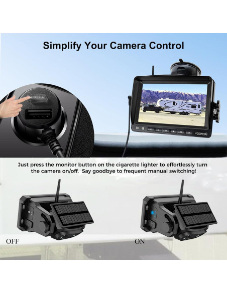 Cámara de Respaldo Inalámbrica VOONOA 1080P Solar 7" Negra