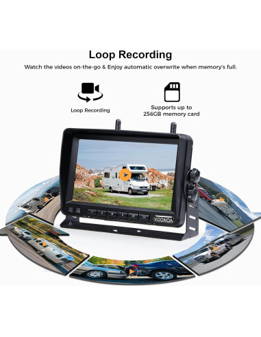 Cámara de Respaldo Inalámbrica VOONOA 1080P Solar 7" Negra