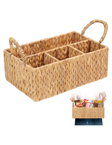 Cesta de Almacenamiento Tejida SIEUSALEVN 4 Secciones Jacinto de Agua