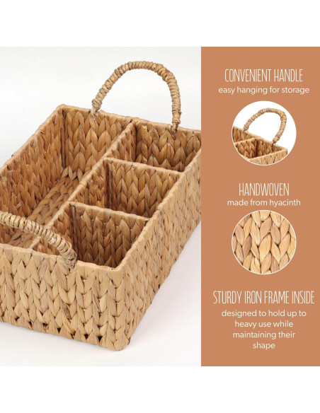 Cesta de Almacenamiento Tejida SIEUSALEVN 4 Secciones Jacinto de Agua