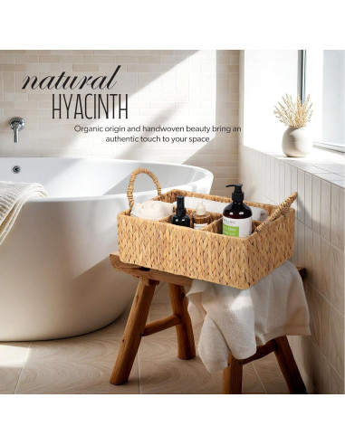 Cesta de Almacenamiento Tejida SIEUSALEVN 4 Secciones Jacinto de Agua