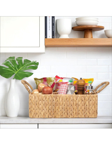 Cesta de Almacenamiento Tejida SIEUSALEVN 4 Secciones Jacinto de Agua