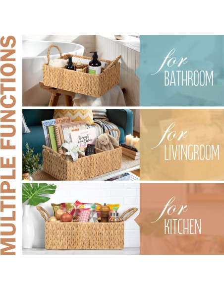 Cesta de Almacenamiento Tejida SIEUSALEVN 4 Secciones Jacinto de Agua