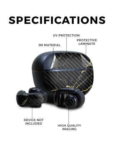 Piel de vinilo 3M para Bose Ultra Open Earbuds - Mármol negro y dorado