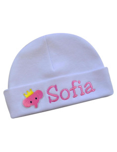 Sombrero Bordado Personalizado para Niñas - Elefante Rosa