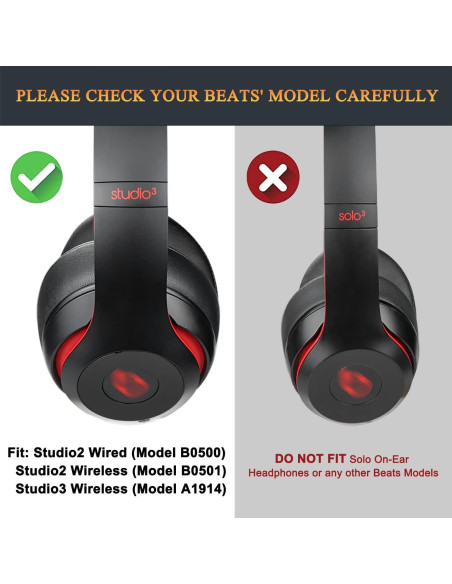 Almohadillas de Reemplazo SoloWIT para Auriculares Beats Studio 2.0 y 3 - Negro